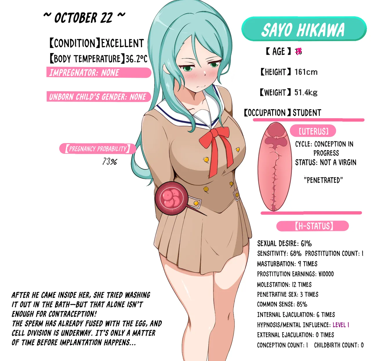 Sayo-chan no H Status ♡ | Sayo-chan’s H-Status ♡ –Pregnancy Progress Overview– page 9 full