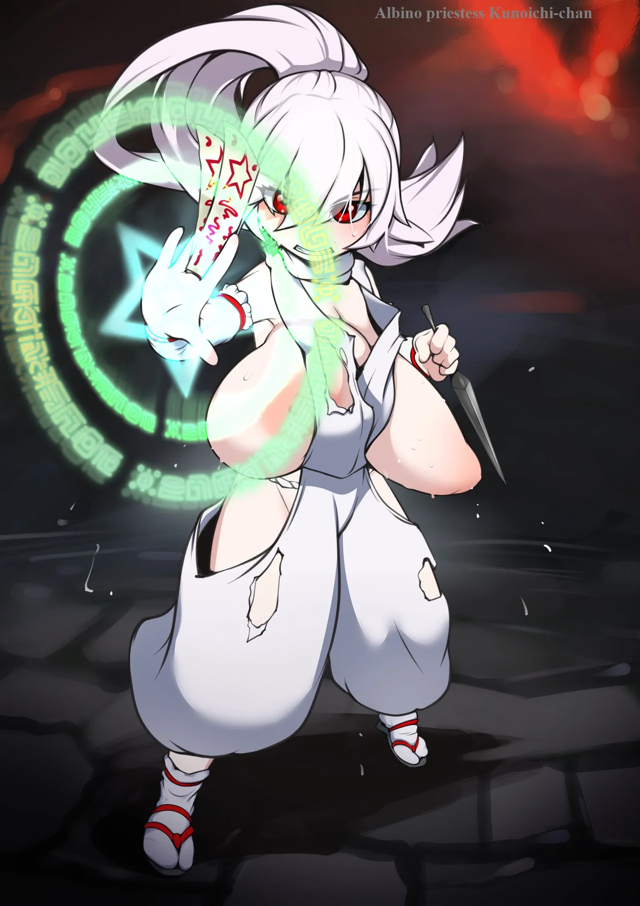 Albino Miko Kunoichi-chan Pinch E! | Albino kunoichi shrine maiden in trouble! page 1 full