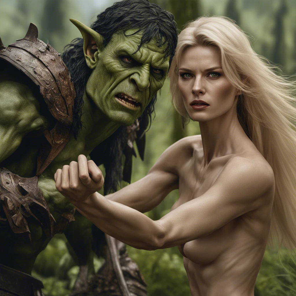 Elf huntress fights Orc page 1 full