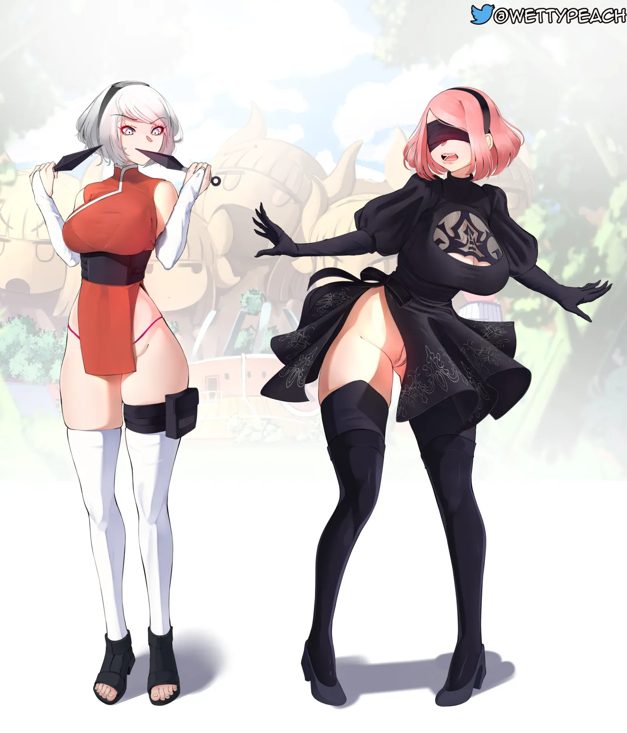 Sakura and 2B change clothes! And... 9S is small... page 1 full