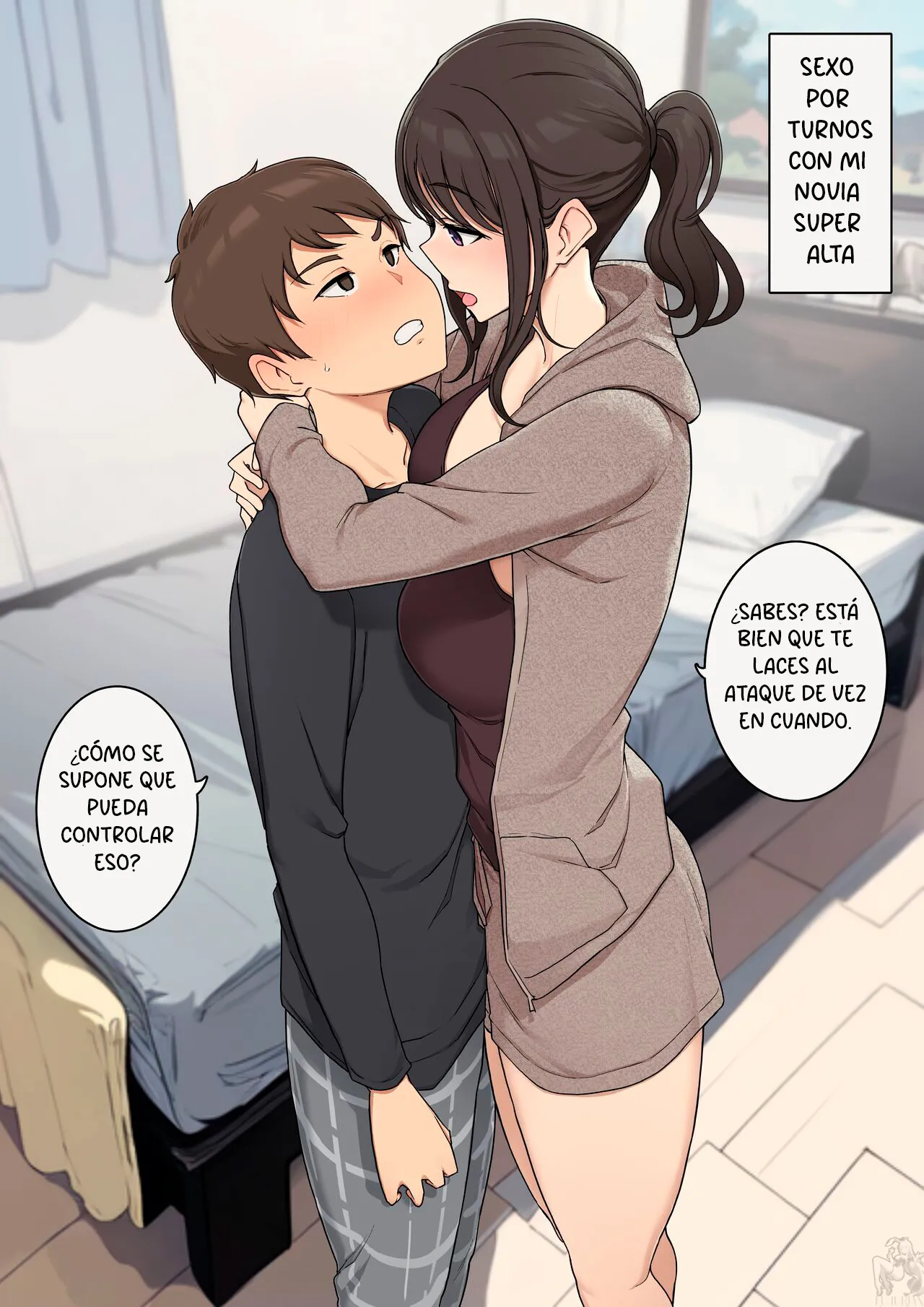 Koushinchou de Keitai na Kanojo to Turn-sei no Sex suru Ohanashi | SEXO POR TURNOS CON MI NOVIA SUPER ALTA page 1 full