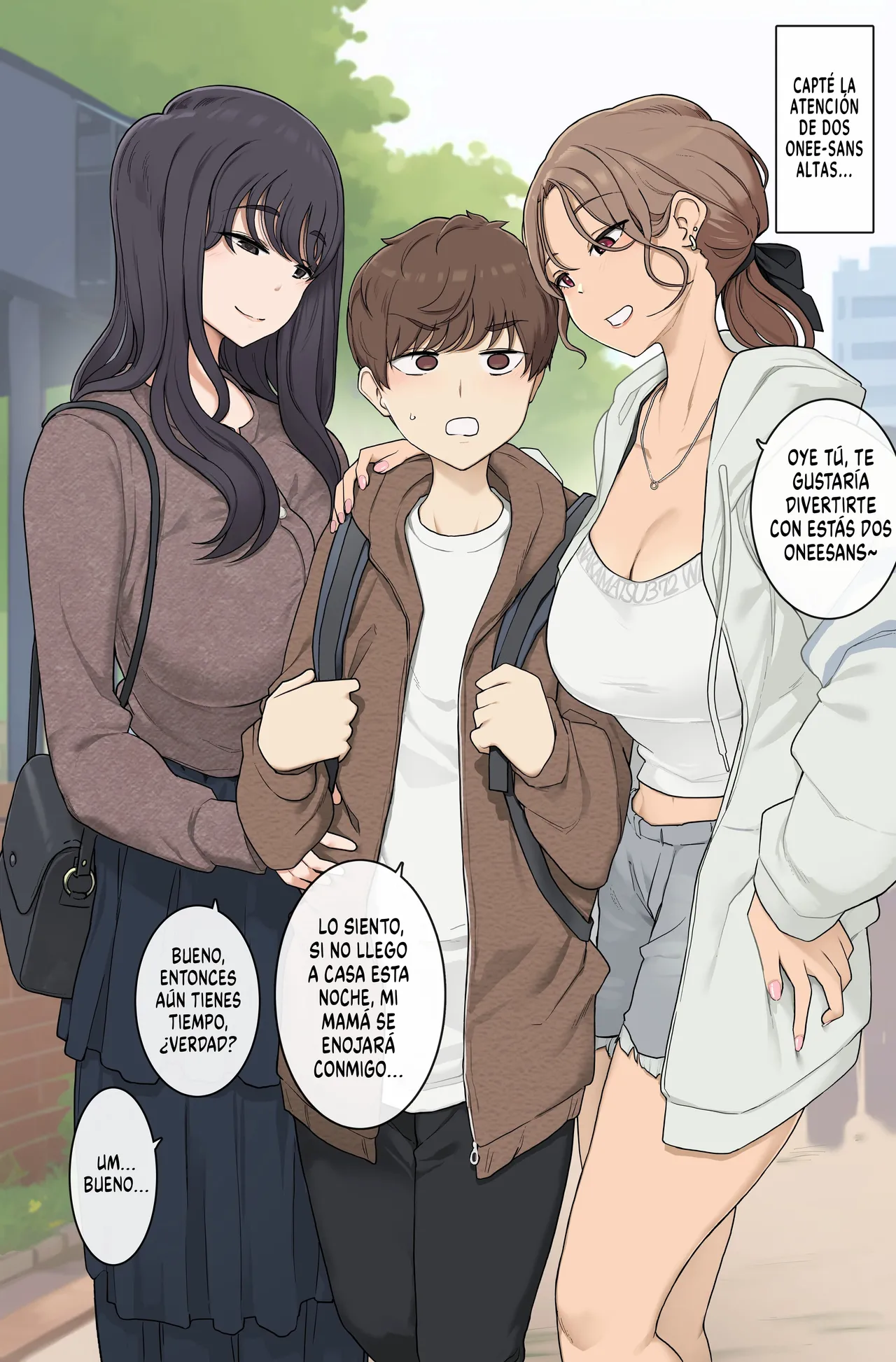 Keitai Choushin Onee-san-tachi ni Ryougawa kara Press Sarete Nigerarenai Sex | Sexo Donde Estoy Atrapado Entre Onee-sans Altas Y Tetonas Y Sin Poder Escapar page 1 full
